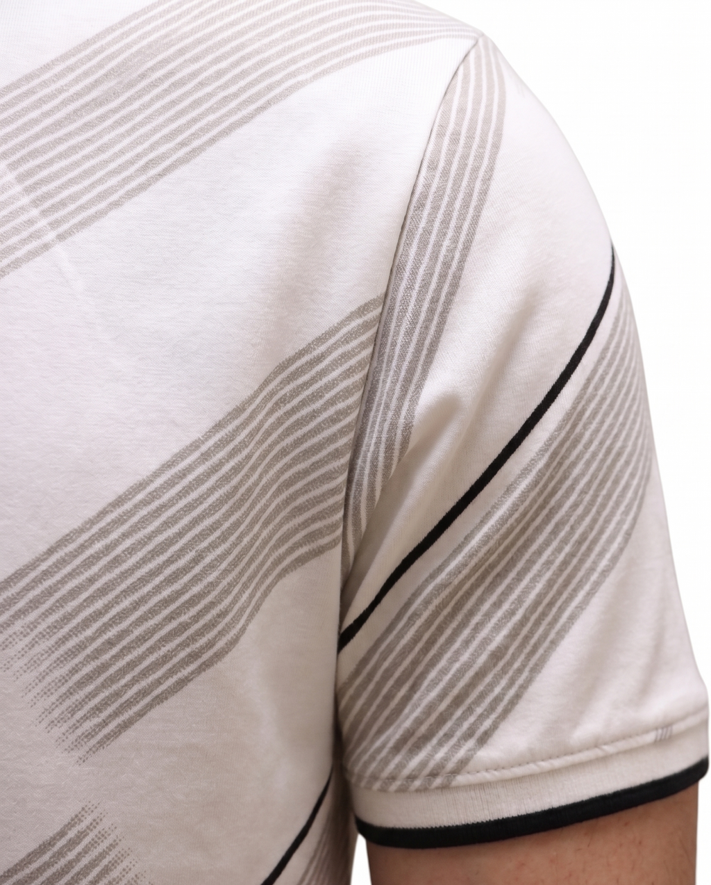 Men Striped White Grey Polo T shirt