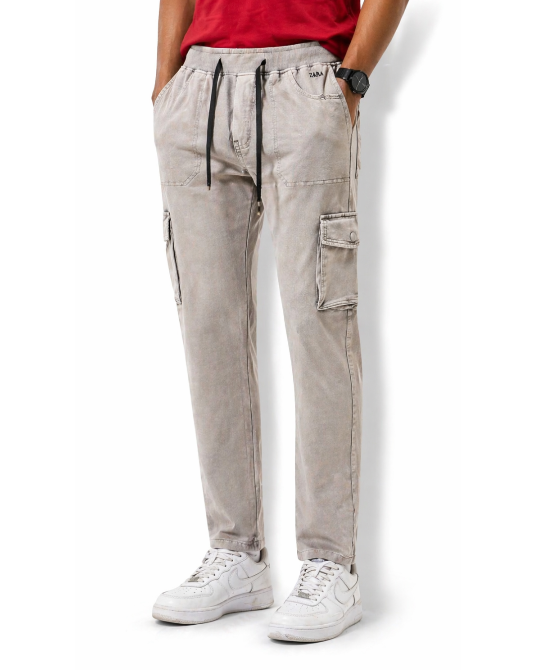 Beige Narrow Bottom Pants