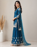 Women Royal Blue Sharara Set