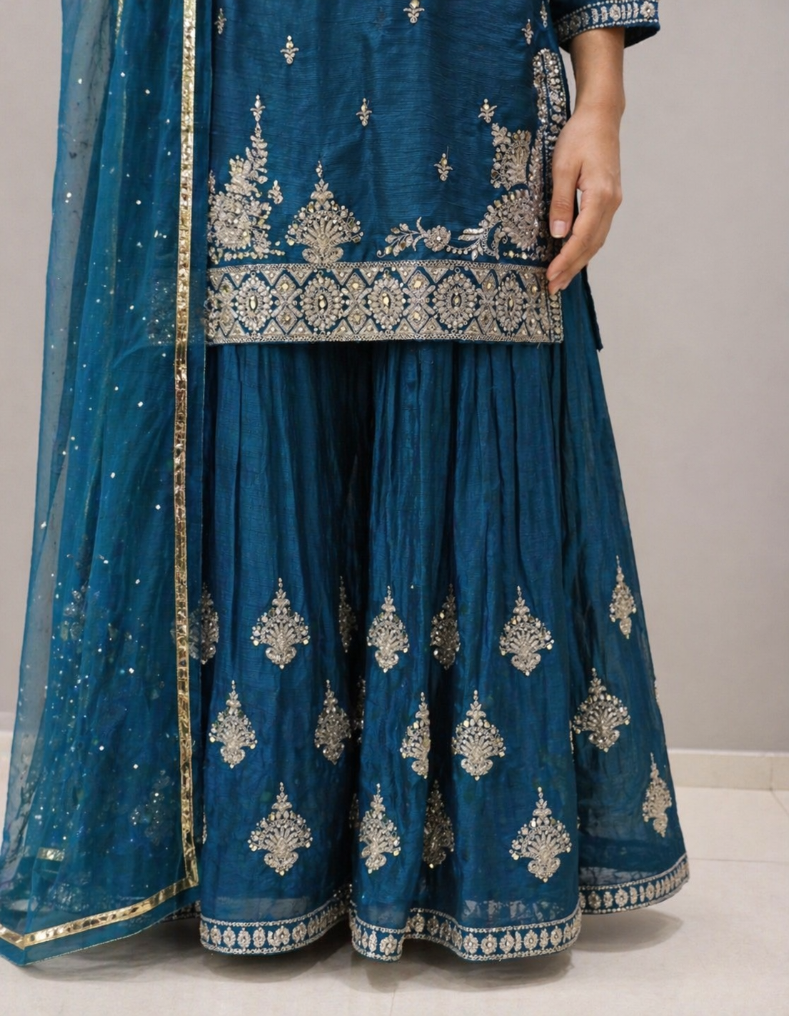 Women Royal Blue Sharara Set