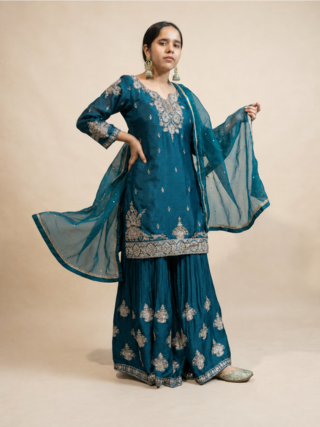 Royal Blue Sharara Set
