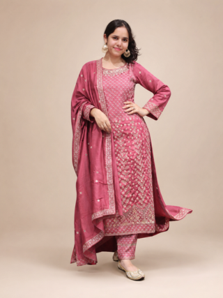 Heavy work Pink Palazzo Kurta Set