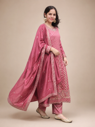 Heavy work Pink Palazzo Kurta Set