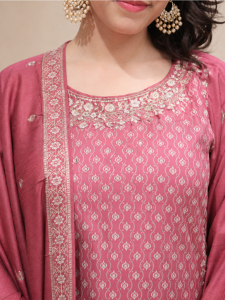 Heavy work Pink Palazzo Kurta Set