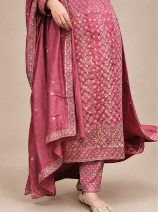 Heavy work Pink Palazzo Kurta Set