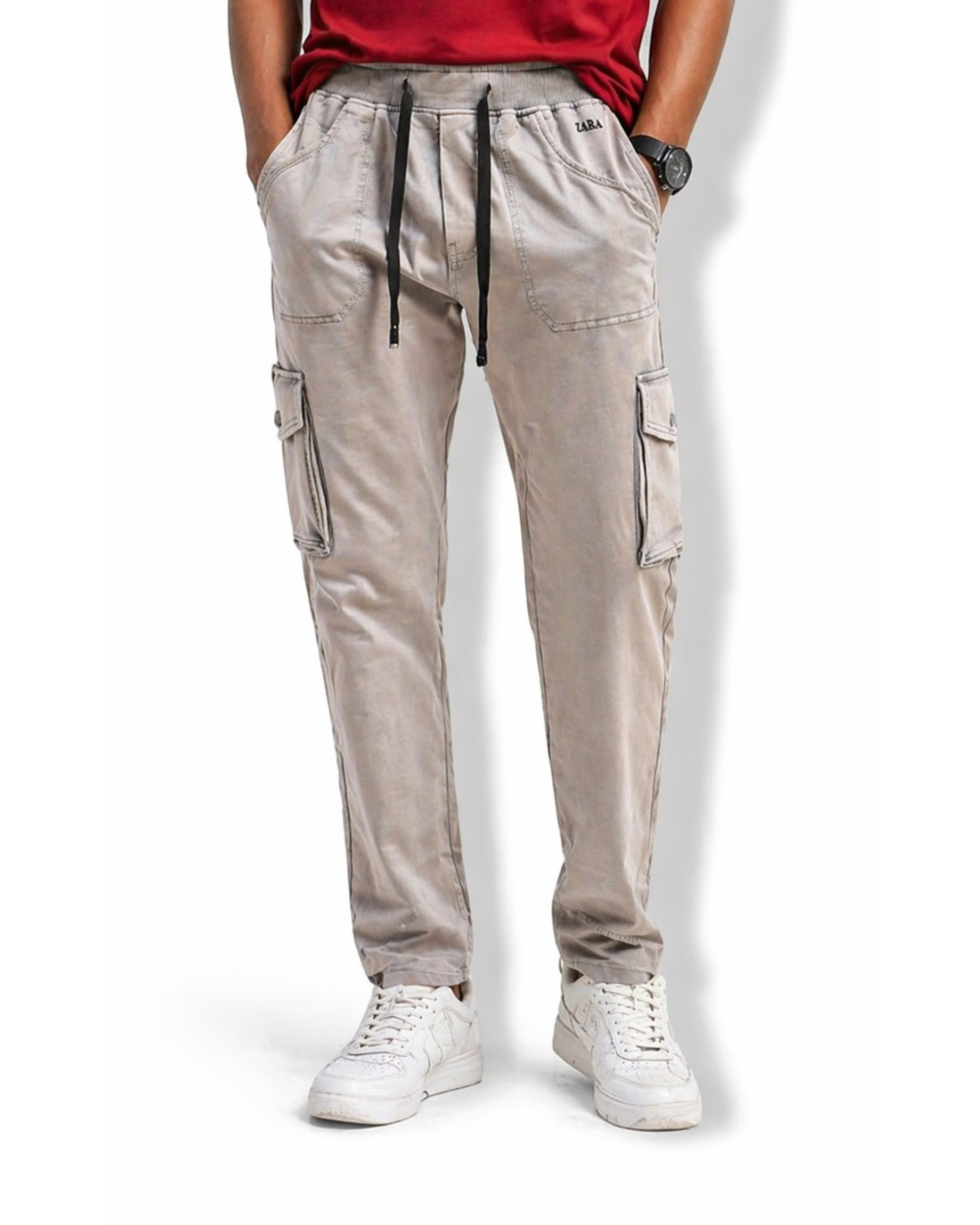 Beige Narrow Bottom Pants
