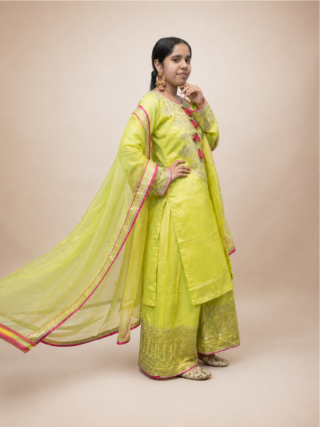 Neon Yellow Pink Organza Set