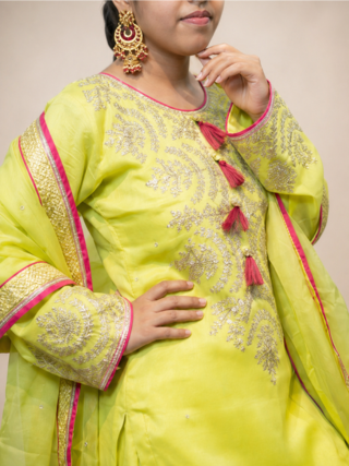 Neon Yellow Pink Organza Set