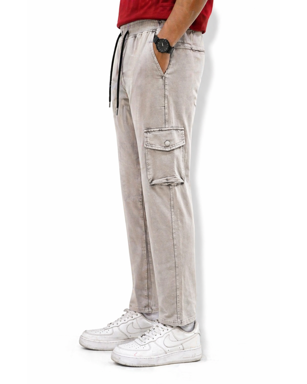 Beige Narrow Bottom Pants