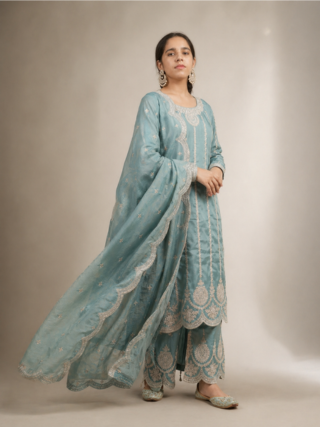 Heavy Embroidery Pastel Palazzo Set