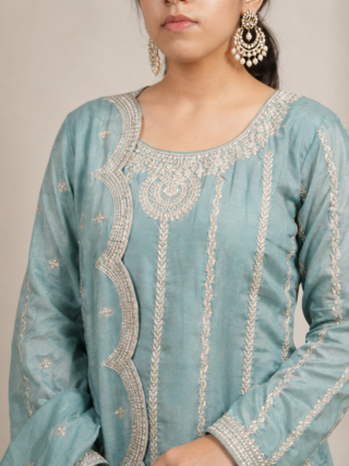 Heavy Embroidery Pastel Palazzo Set