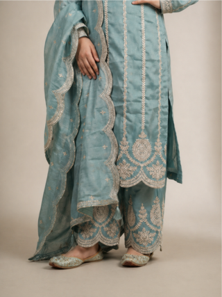 Heavy Embroidery Pastel Palazzo Set