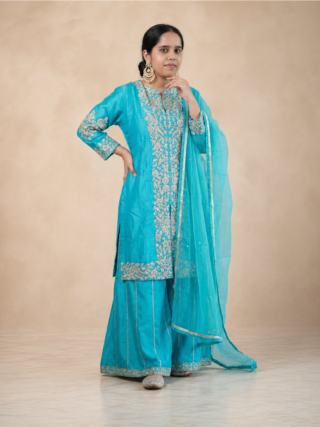 Teal Blue Sharara Set