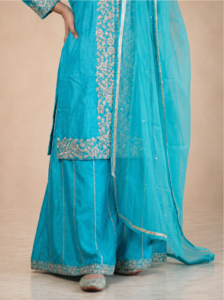 Teal Blue Sharara Set