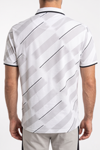 Men Striped White Grey Polo T shirt