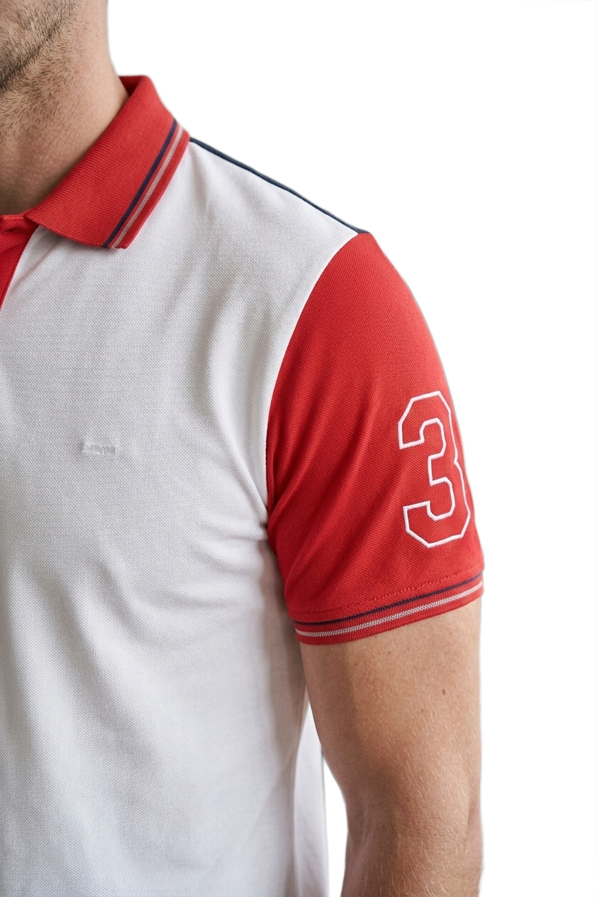 Red & White Polo Neck